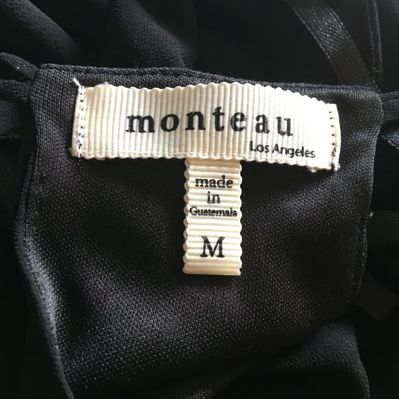 women's monteau BLACK DRESS tunic lace hem size M - Picture 11 of 11